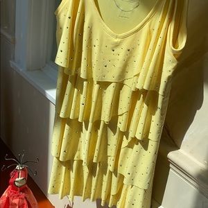 ✨ Yellow ruffled sparkle gem tank top INC ✨✨✨